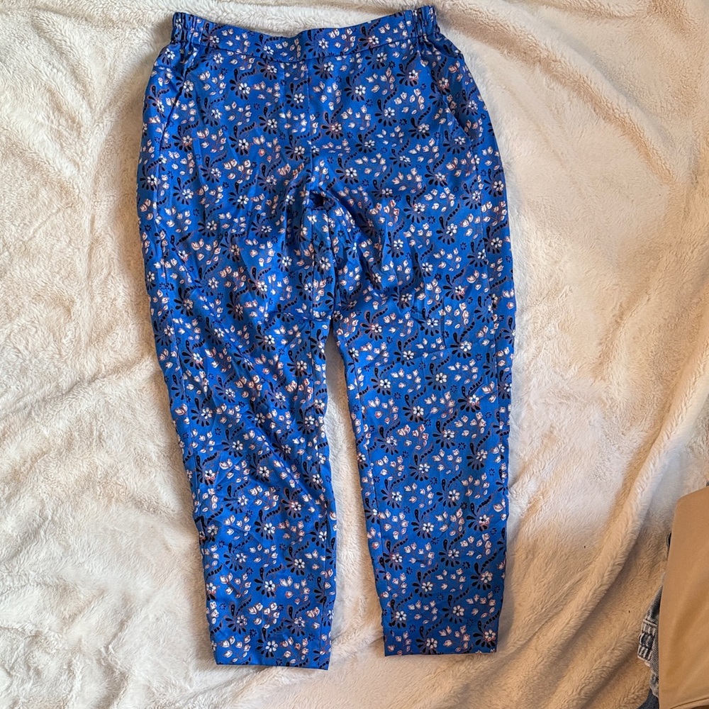 J. Crew Blue Floral Print Pants